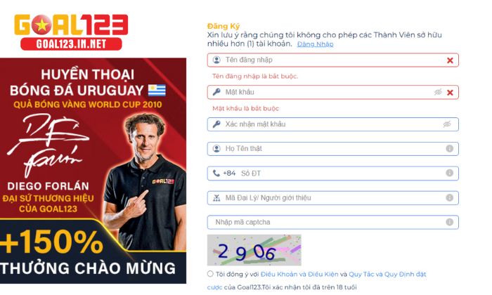Câu hỏi thường gặp Goal123 1 Đăng ký tài khoản Goal123 dễ dàng